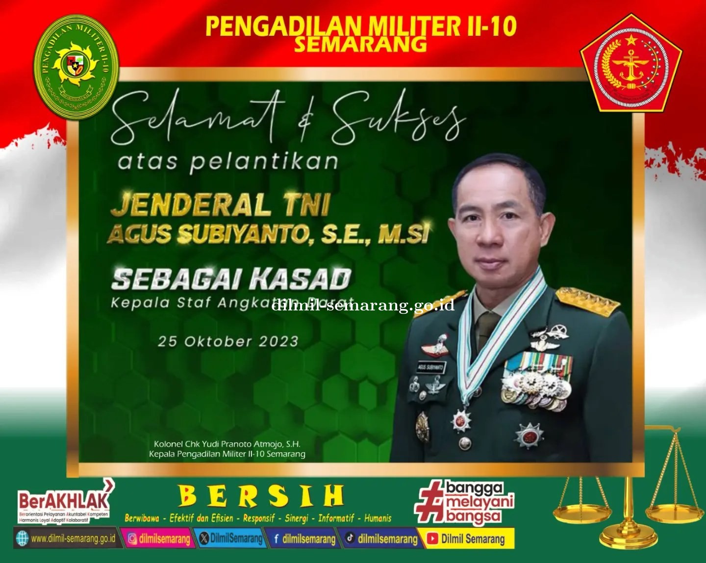 Pelantikan Jenderal TNI Agus Subiyanto, S.E., M.Si. sebagai Kepala Staf Angkatan Darat