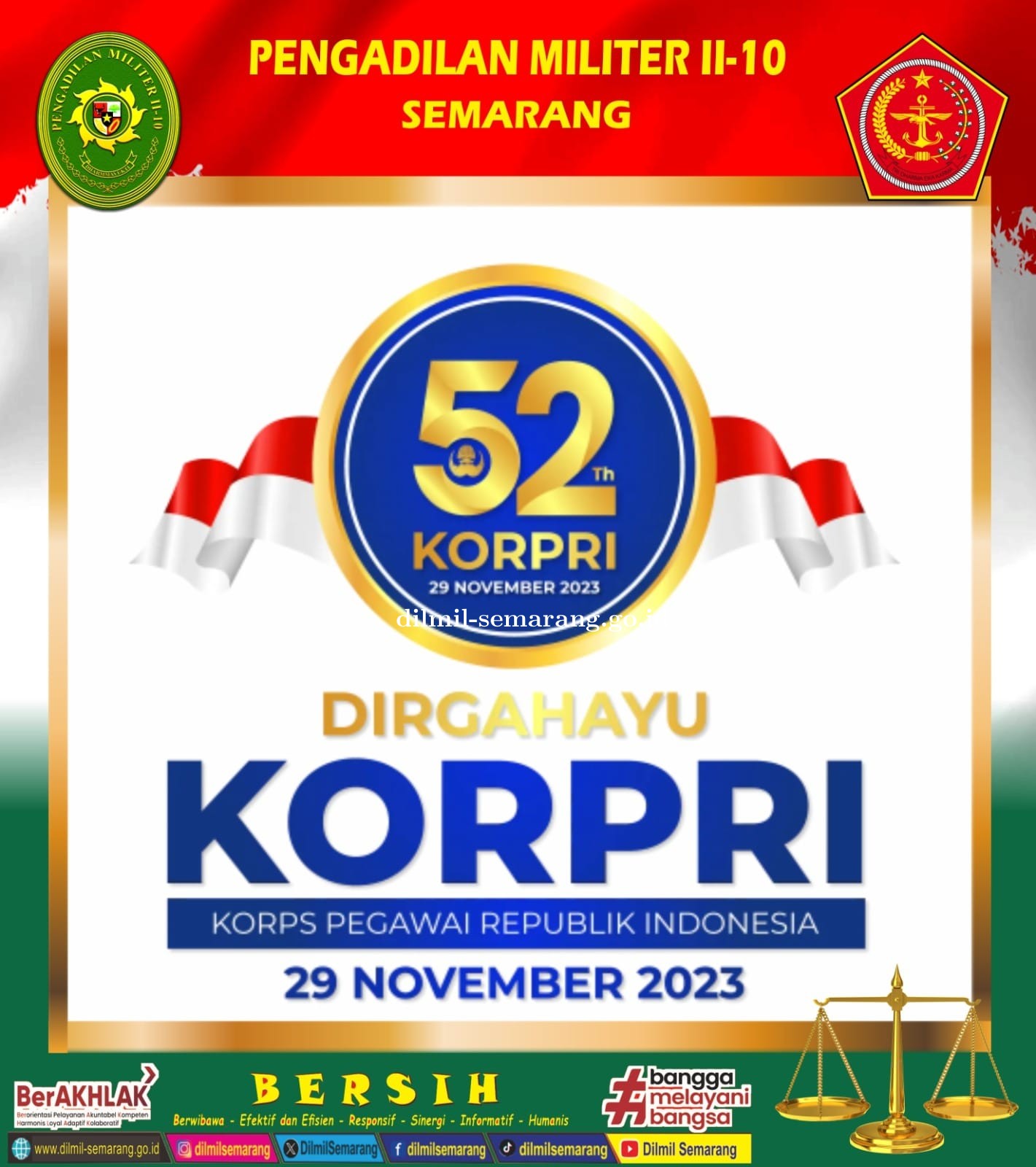 Selamat Hari Ulang Tahun Korps Pegawai Republik Indonesia Ke-52