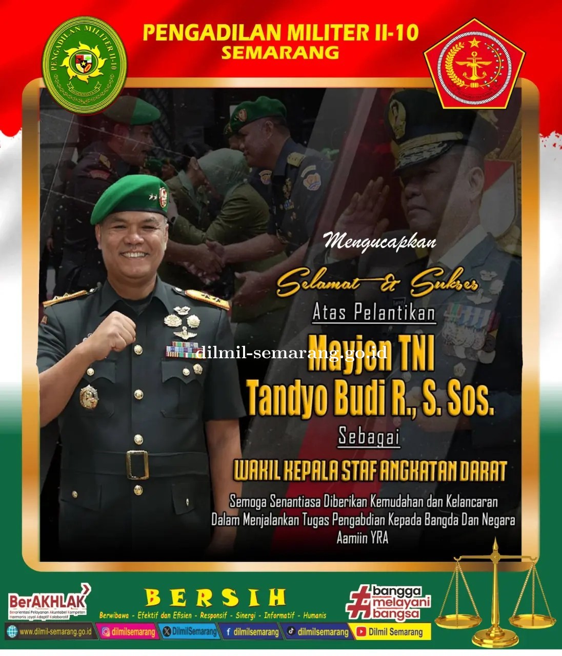 Selamat dan Sukses atas pelantikan Mayjen TNI Tandyo Budi R, S.Sos.