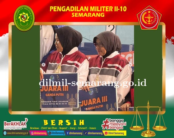 Kontingen PTWP Peradilan Militer sukses menyabet Juara II tunggal putri dan Juara III untuk ganda putri