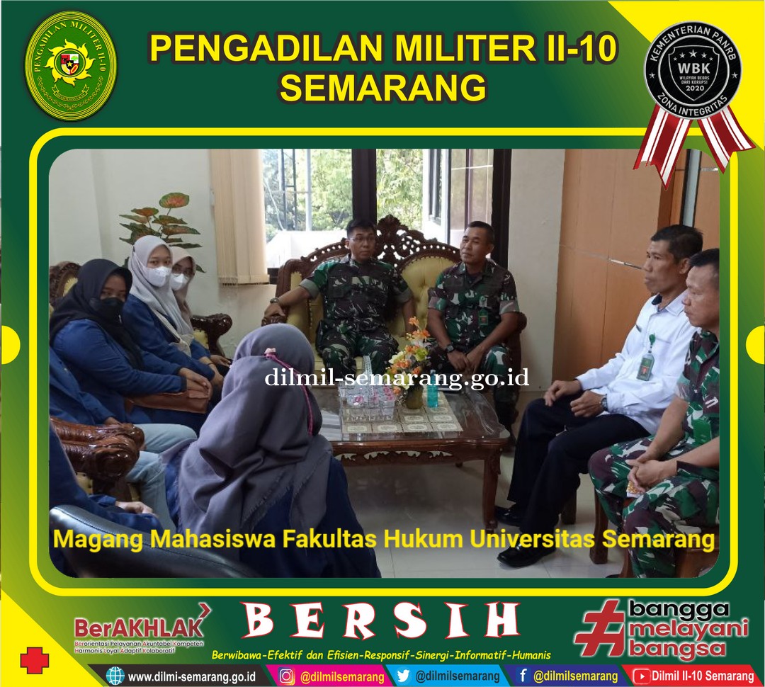 Mahasiswa Fakultas Hukum USM Magang di Pengadilan Militer II-10 Semarang