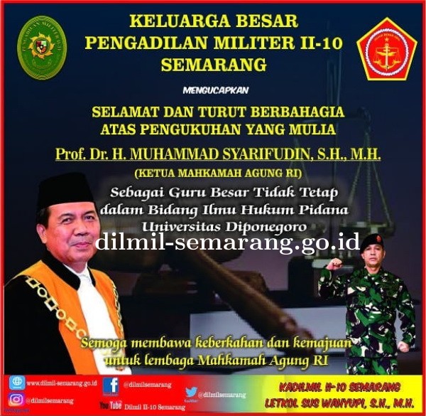 Selamat atas Pengukuhan Prof. Dr. H. Muhammad Syarifuddin, S.H., M.H. (Ketua Mahkamah Agung RI) sebagai Guru Besar Tidak Tetap dalam bidang Ilmu Hukum Pidana Fakultas Hukum Universitas Diponegoro Semarang